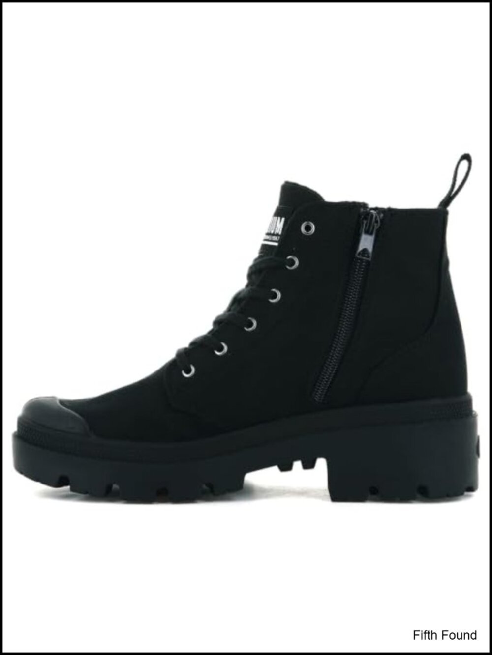 Womens Twill Canvas Combat Ankle Boots High-Top Platform Vegan